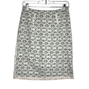 Edme & Esyllte Anthropologie Lace Pencil Skirt Cream 6